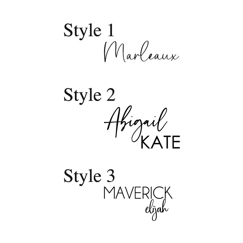 Three different font styles with sample text on a white background