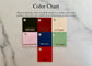 Color chart with various color swatches on a marble background