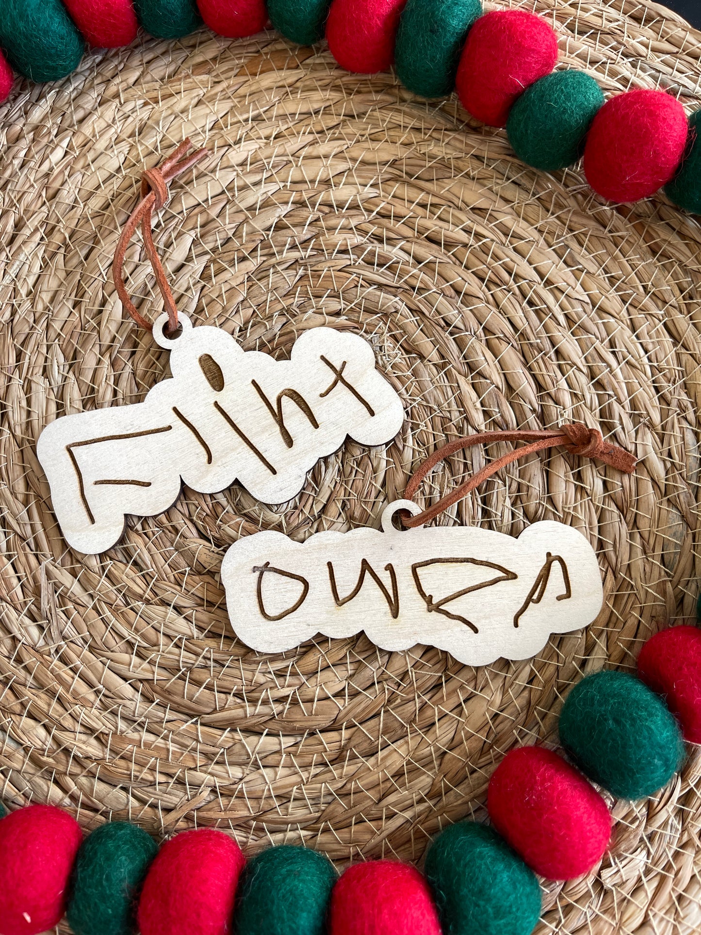 Decorative Christmas Ornament of a child's actual handwriting